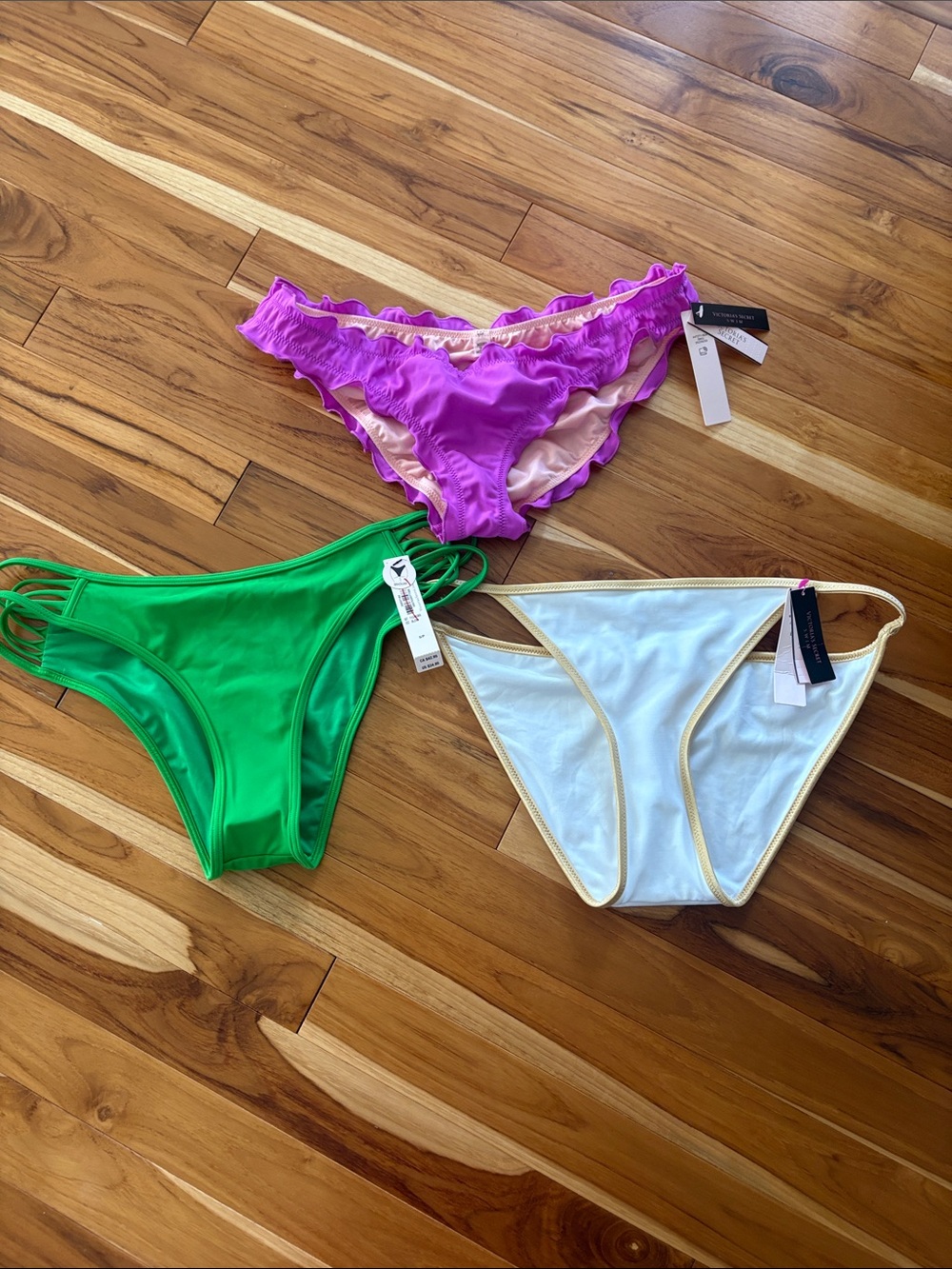 Bikini Bottoms Trio - Purple, Green, White
